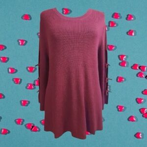 Faith & Zoe NWT Burgundy Tizzy Bow Long Sleeve Sweater Size L